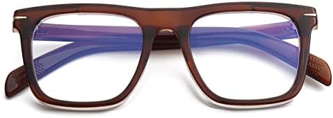 Gleyemor Kék Fény Szemüveg Férfiak Nők Divatos Négyzet alakú Keret Kék Fény Blokkoló Lencse Számítógépes Szemüveg (Barna)