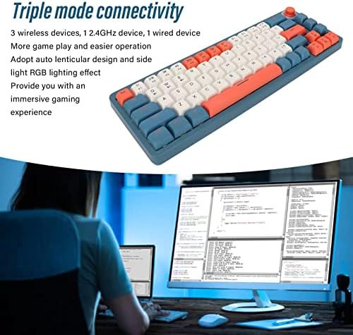 Mechanikus Billentyűzet, Tripla Módok Kapcsolat 67 Kulcsok Gaming Billentyűzet Világítás Hatások RGB Háttérvilágítású PBT