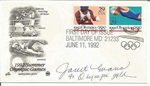 Janet Evans Olimpiai Úszás Aláírt 1992 FDC Első Nap Fedezze SZÖVETSÉG 151062 - Olimpiai Vágott Aláírás