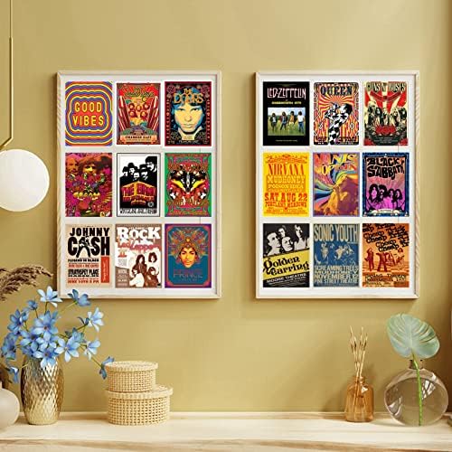 Rock Zenekar poszter borítók, Vintage rock plakát szoba esztétikai 50pcs Retro zenekar fal kollázs készlet fali dekor 70-es