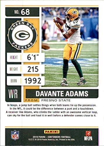 2019 Panini Versenyző 68 Davante Adams Green Bay Packers Foci Kártya