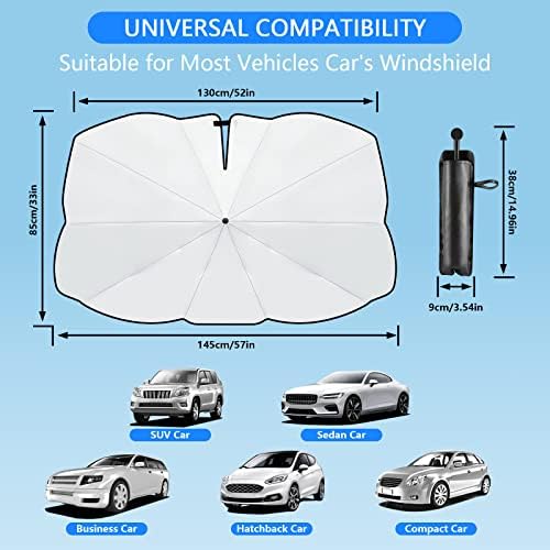 FIRAWER Autó Szélvédő Nap Árnyékban Esernyő a Legtöbb Járművek, 2023 Korszerűsített Napernyő, Autó Szélvédő Esernyő, 360°