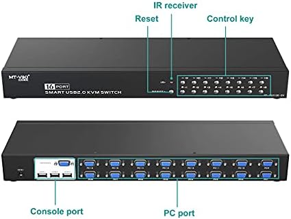 MT-VIKI 16 Port VGA KVM Switch+ 2 Csomag 10ft 2-in-1 USB VGA KVM Kábel