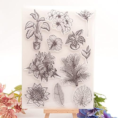 Arbuya Különböző Trópusi Levelek, Virágok Lotus Lily Dekoratív, Tiszta Bélyeget Kártya Készítése, DIY Scrapbooking
