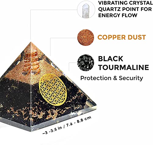 Fekete Turmalin Orgon Piramis a Pozitív Energia Generátor & Gyógyító - meditáció orgonite piramisok/Gyökér csakra
